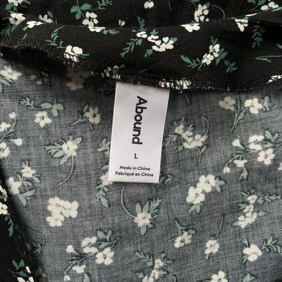 Abound Black Floral Long Sleeve Mini Dress Size Large - Picture 5 of 7